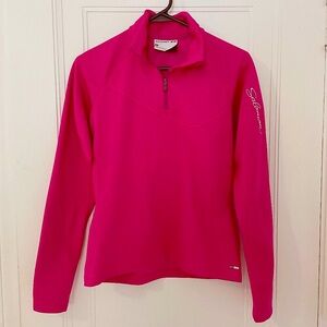 Salomon ActiLite 1/4 zip Long Sleeve Running Shirt Top Women's Small Pink ski